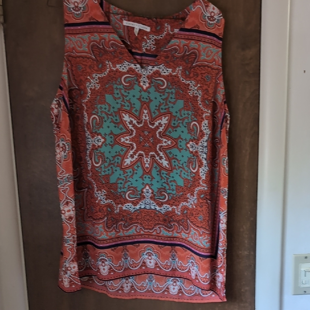 Violet & Claire Orange and Blue Tank Top Boho Style